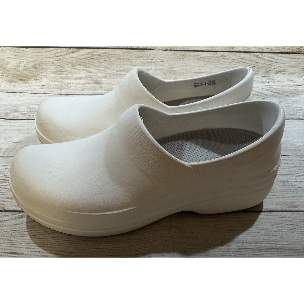 Wmns CROCS Dual Comfort Nursing Clog Slip on Shoes Crocs Lock Sole Sz 8 White - Picture 2 of 5